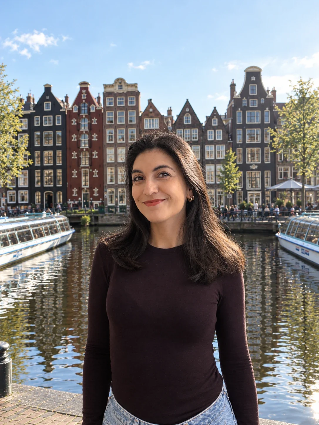 Stephanie Macri by a canal in Amsterdam